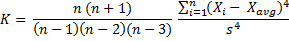 Sample kurtosis formula