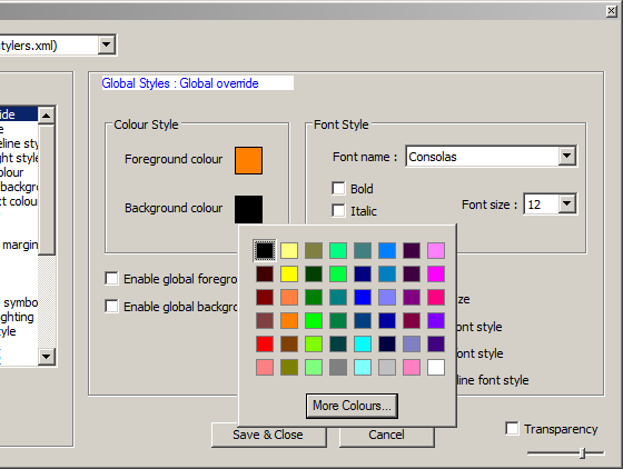Changing background color in Notepad++