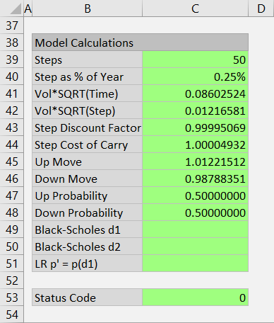 Model Calculations area in Main sheet Model Calculations area in Main sheet