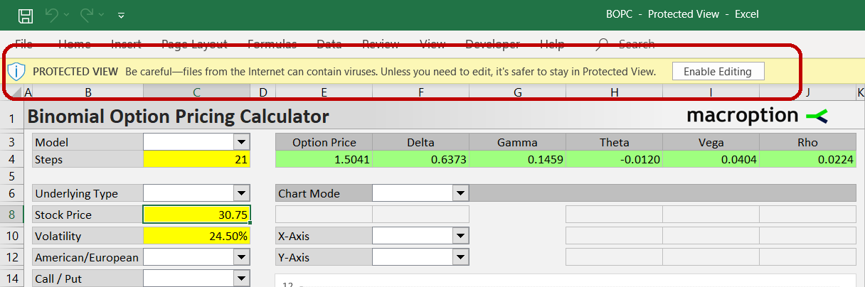 Option price calculator excel