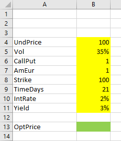 Binomial option pricing input cells Binomial option pricing input cells