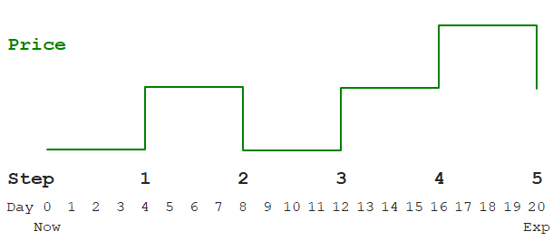 Binomial model steps vs. time