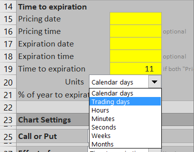 Selecting time units