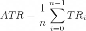 Average True Range formula (simple moving average)