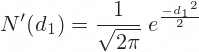 Standard normal probability density function