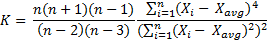 Sample kurtosis formula