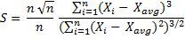 Sample skewness formula for large sample size