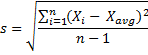 Sample standard deviation formula