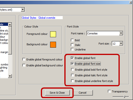 Enable global font in Notepad++ Enable global font in Notepad++