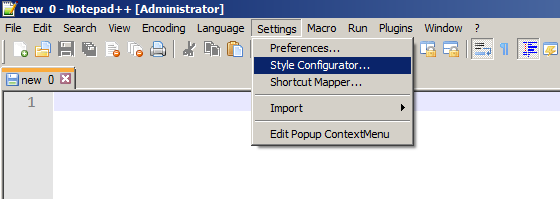 Where to find Notepad++ Style Configurator